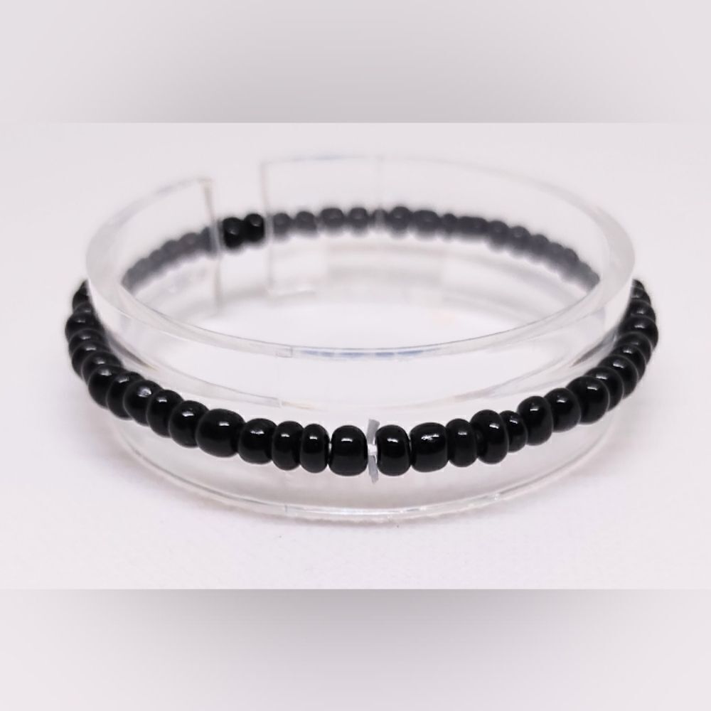 Women's bracelet beaded beads black‎ new e37